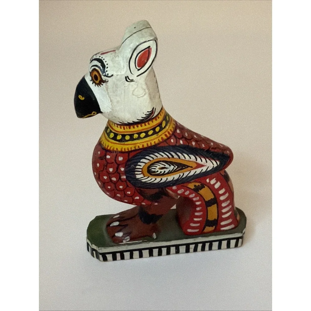 Hand-painted Wooden Bird Figurine In Pattachitra Folk Art Style Made In India 4